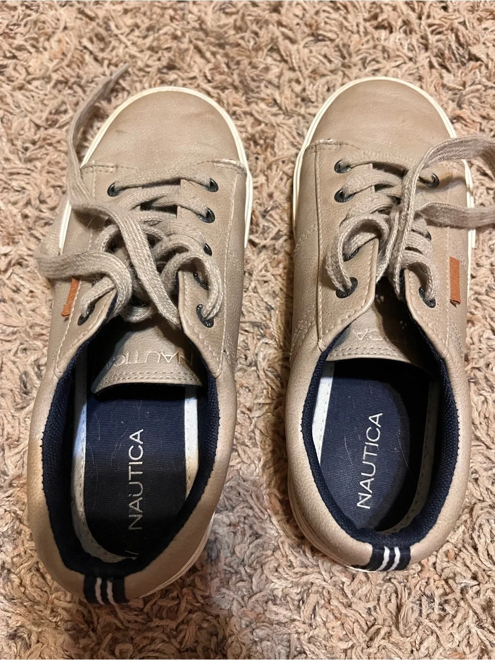 Nautica Kids Taupe Lace-Up Low-Top Sneakers with Navy Collar